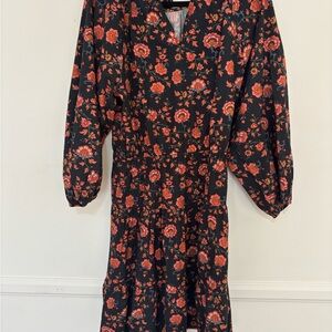 THE GREAT. Floral  Long Sleeve Mini Sundress